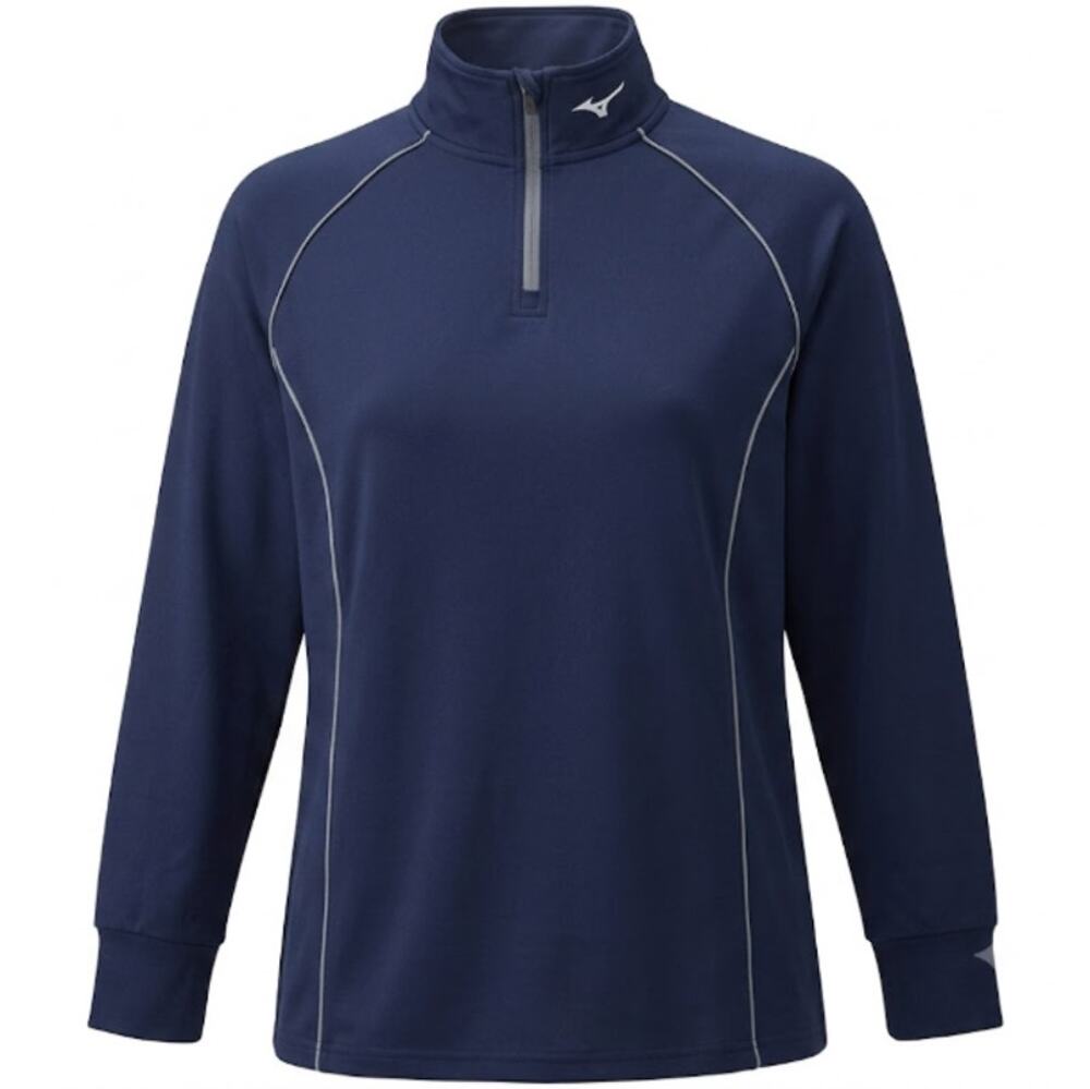 Mizuno Girl's Navy Performance Warmlite Comp 1/2 Zip Hiting Top Size L